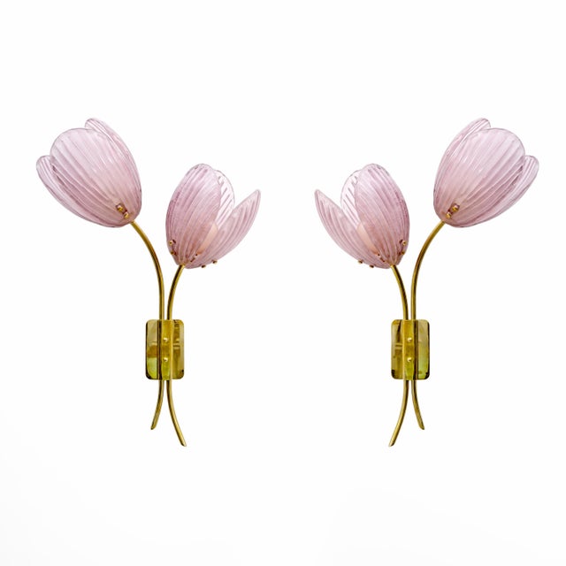 Tulips Murano Glass and Brass Sconces, 2000, Set of 2 For Sale - Image 10 of 10