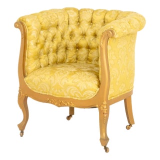 Louis XVI Style Giltwood Tub Chair For Sale