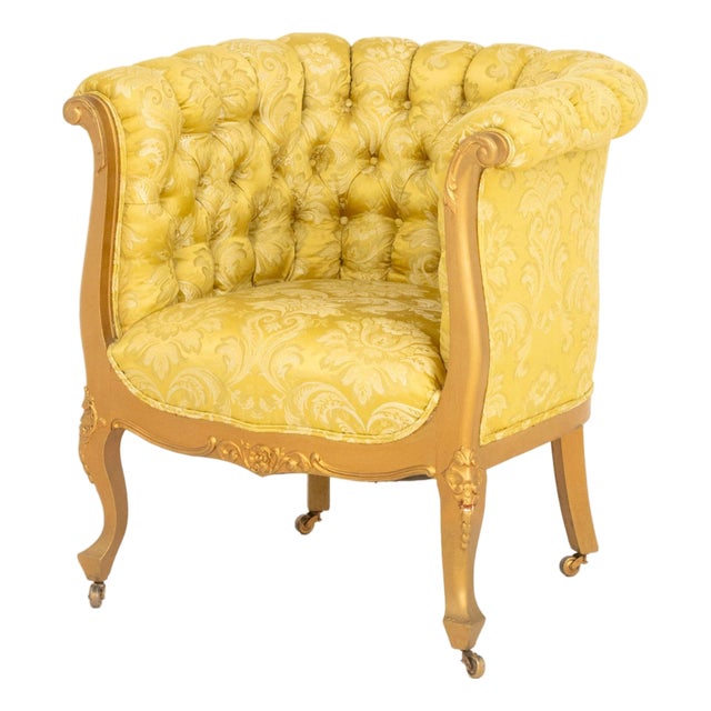 Louis XVI Style Giltwood Tub Chair For Sale