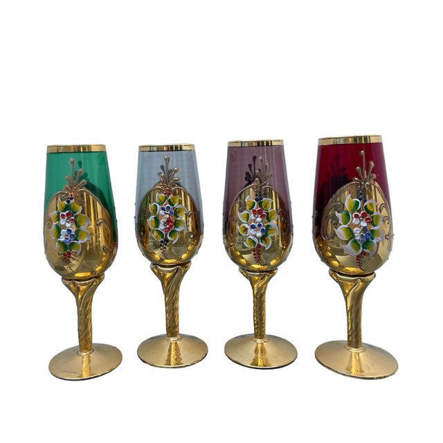 ミッチ　Xodas Goblet 24K Gold Fume Foot Set 8 Vintage 24K Gold Electroplate 49ers Goblets WMF of