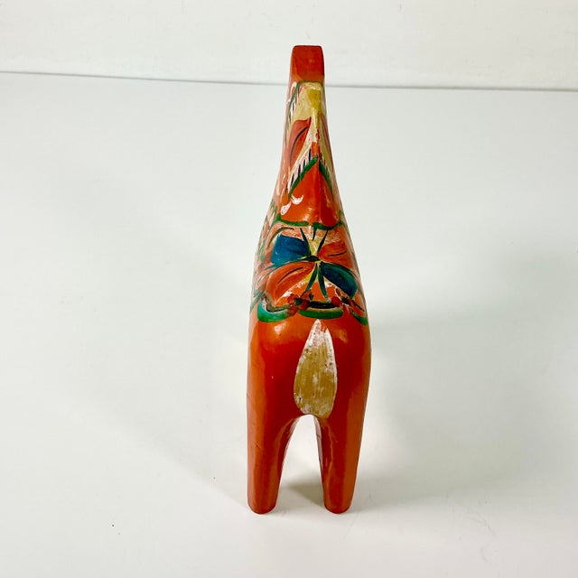 Scarlet 1950s Vintage Gustavia Boho Chic Swedish Hand-Carved Wood Dala Horse For Sale - Image 8 of 12