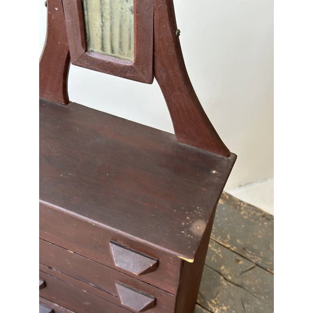 Antique Folk Art Miniature Chest of Drawers With Diminutive Mirror, Circa Early 20th Century For Sale - Image 10 of 18