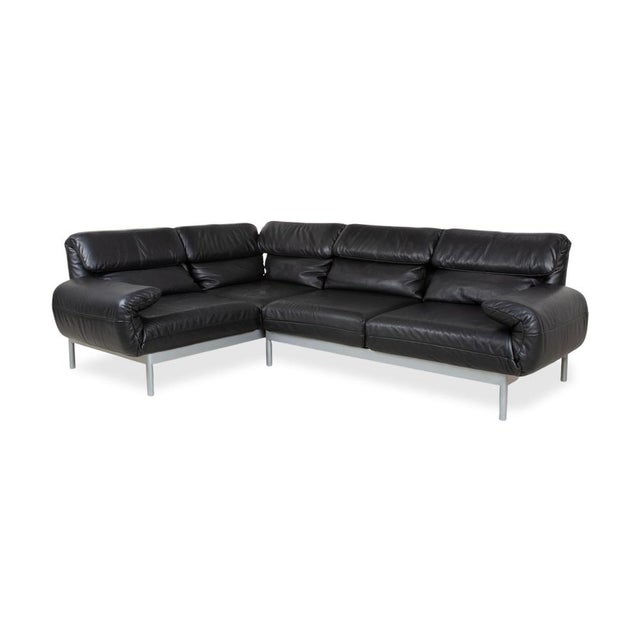 Modern Plura Corner Sofa in Black Leather with Manual Function by Rolf Benz For Sale - Image 3 of 18