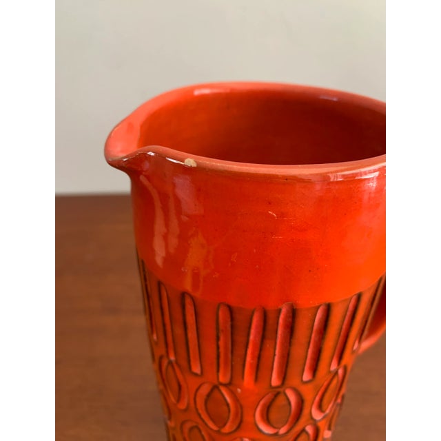 Scarlet Mid Century Modern Italian Made Ceramic Pitcher For Sale - Image 8 of 9