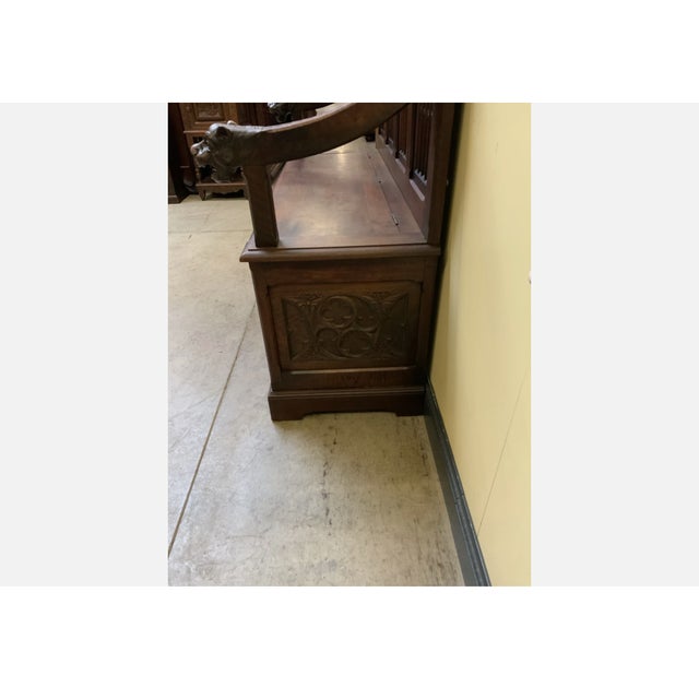 Antique Neo-Gothic Chest Bench, 1880 For Sale - Image 3 of 12