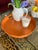 Not Yet Made - Made To Order Hand Painted Lacquered Scallop Tray Orange For Sale - Image 5 of 12