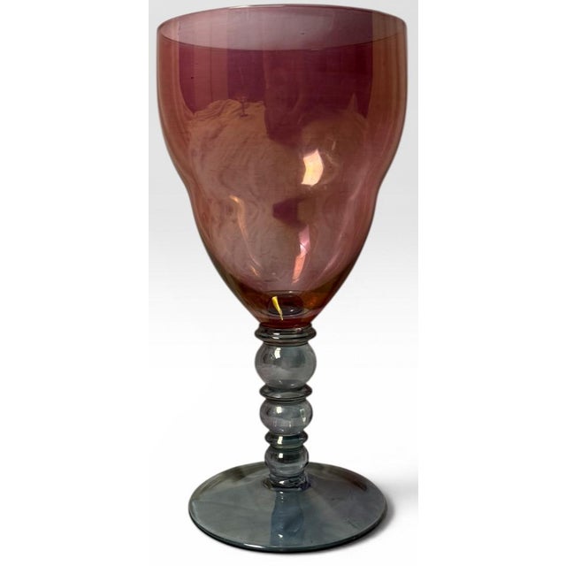 Vintage Mid-Century Cranberry Pink and Clear Art Glass Stemware Lot of 20 For Sale - Image 12 of 15