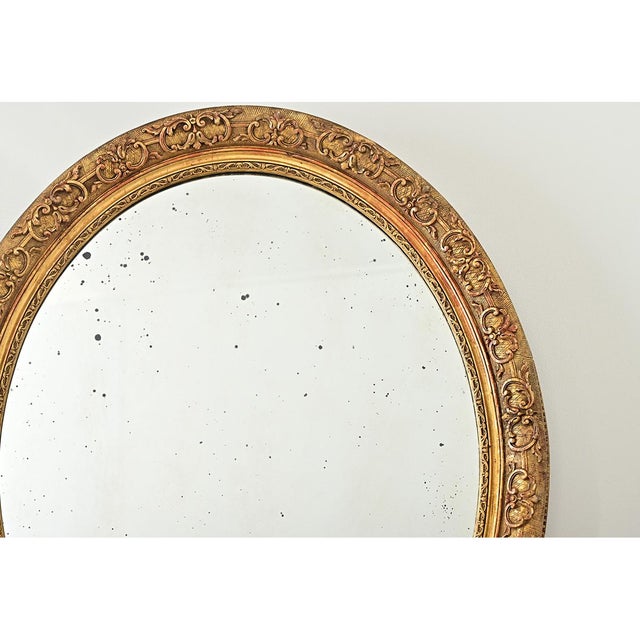 French 19th Century Massive Oval Gilt Mirror For Sale - Image 4 of 15