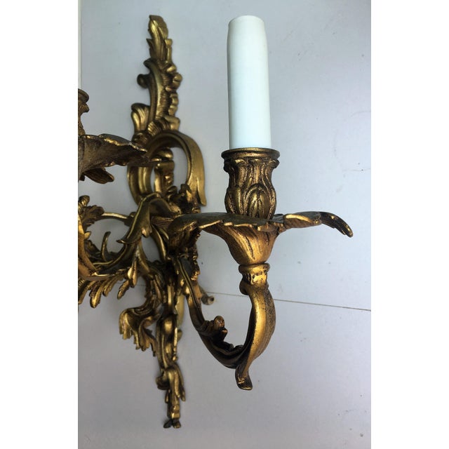Metal French 19th Century Gilded Bronze Wall Sconces For Sale - Image 7 of 12