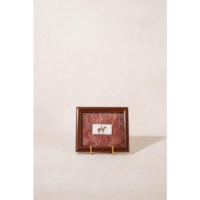 Wood Pair of Antique British Collector’s Cigarette Jockey Card | Custom Float Mount on Antique Red Marbled Book in Vintage Frame For Sale - Image 7 of 9