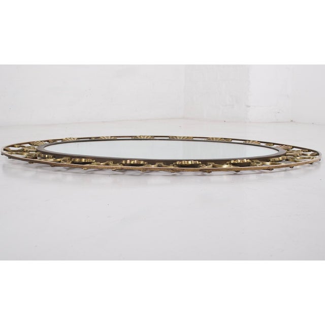 Art Deco Oval Brass Mirror from Maison Moderna, 1930s For Sale - Image 3 of 6