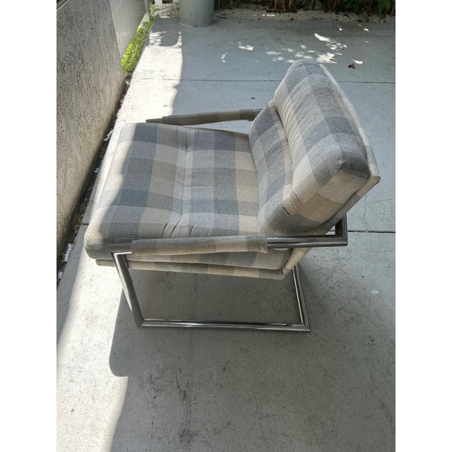 Modern 1970s Modern Club Chair With Buffalo Plaid Wool Upholstery For Sale - Image 3 of 5