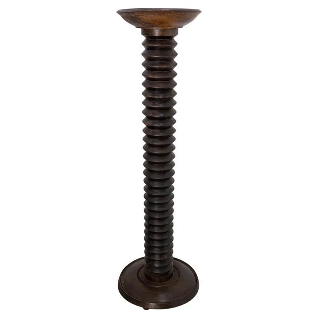 Mid-Century French Pedestal in White Wood in the style of Dudouyt, 1960s For Sale - Image 11 of 11