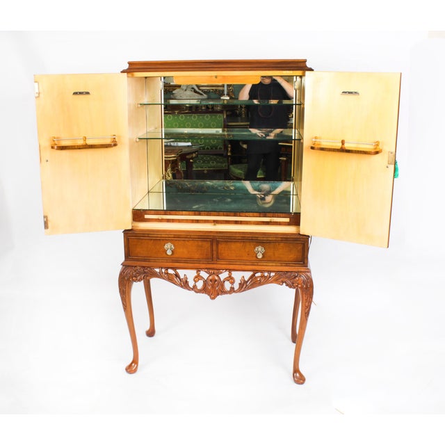 20th Century Burr Walnut Cocktail Cabinet For Sale - Image 11 of 18