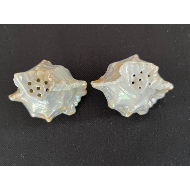 Early 20th Century Conch Shell Sugar, Creamer, Salt, Pepper & Tray by Royal Bayreuth For Sale - Image 9 of 12