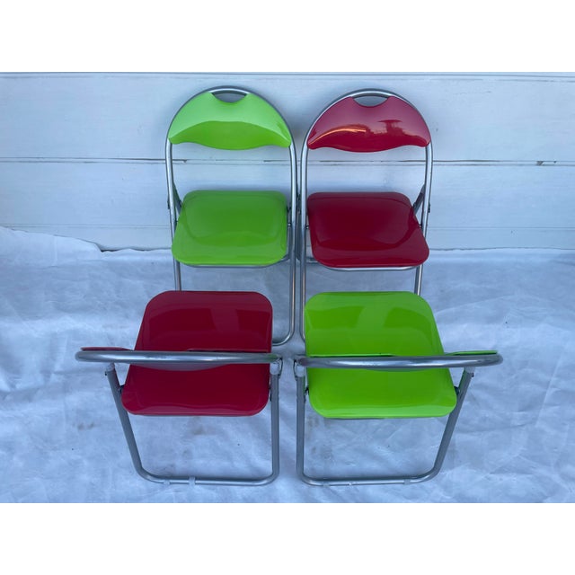Modern Pop Art Folding Chairs in Metal, 2000s, Set of 4 For Sale - Image 16 of 18
