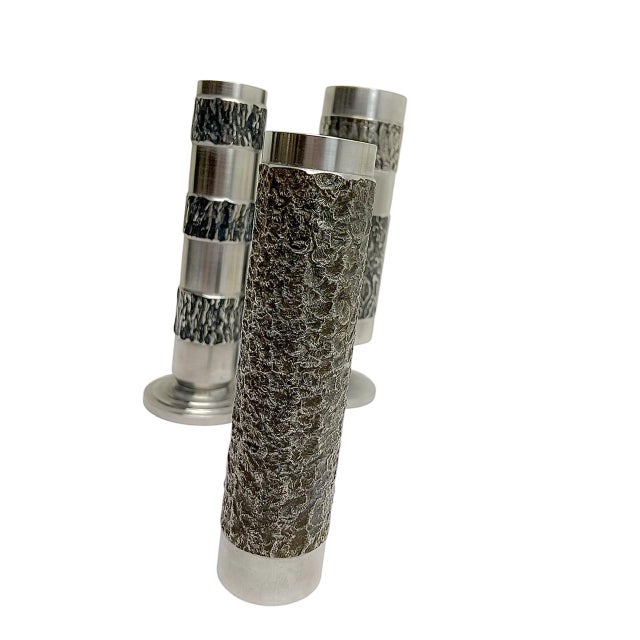 Mid-Century Modern German Brutalist Steel Vases, 1970s, Set of 3 For Sale - Image 3 of 13