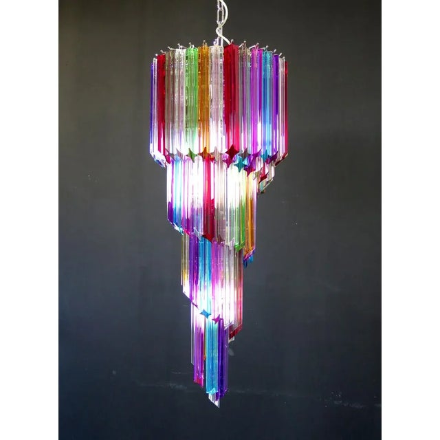 Vintage Italian Multicolored Glass and Metal Mariangela Chandelier, 1983 For Sale - Image 4 of 11