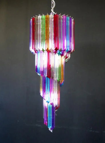 Vintage Italian Multicolored Glass and Metal Mariangela Chandelier, 1983 Chandeliers