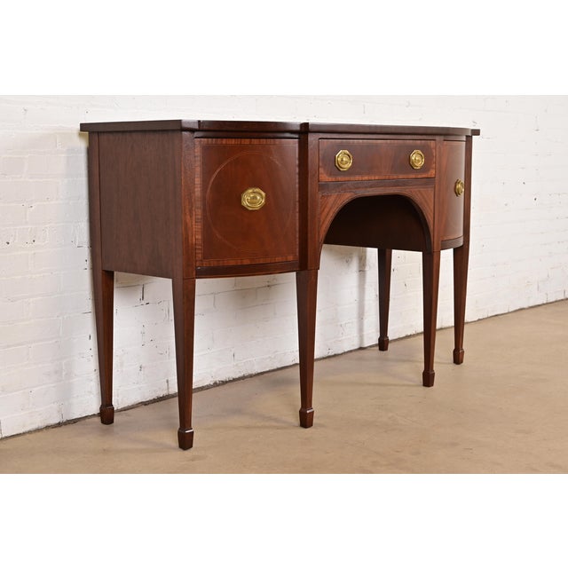 1980s 1980s Baker Furniture Federal Inlaid Mahogany Sideboard Credenza, Newly Refinished For Sale - Image 5 of 15