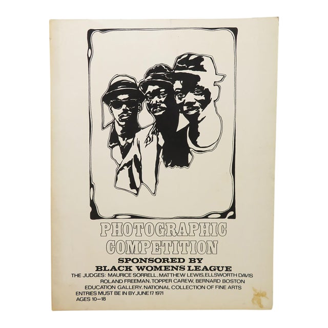 Rare Important 1971 Black Women's League Photography Competition 2 Sided Poster ~ Carboard Flyer Art Sign For Sale
