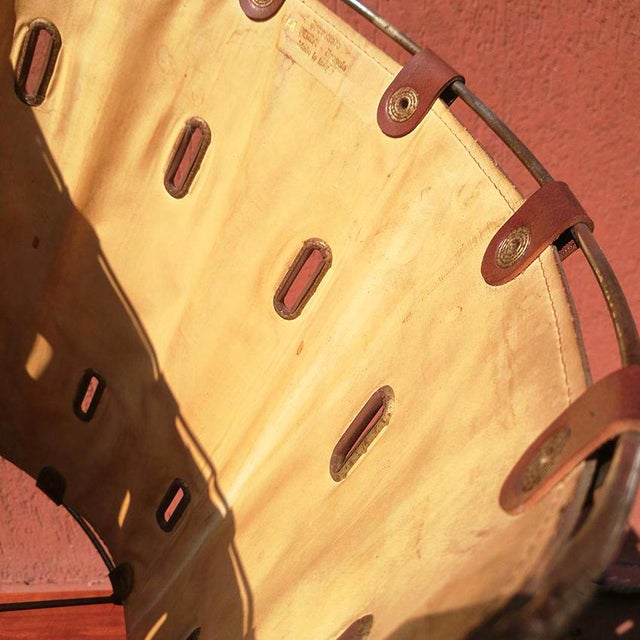 Designer: La Perla Brescia Dim.: 14"W x 14"D (Base) x 29.5"H Circa: 1960's Origin: Italy Brown leather with chrome base,...