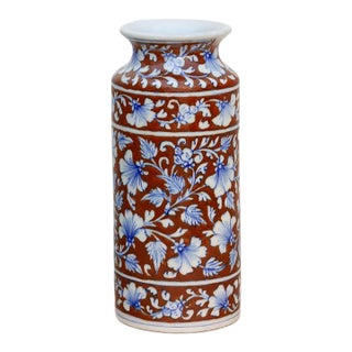 Blue Bloom Jaipur Cylinder Vase For Sale