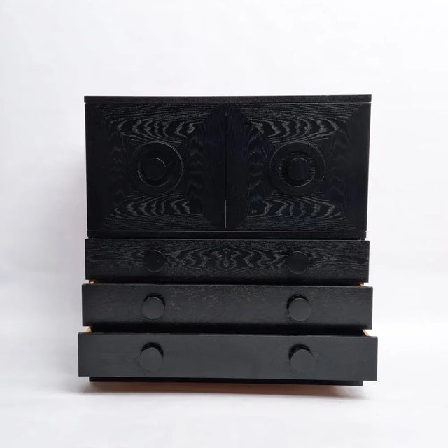 Brutalist Black Bar Cabinet with Two Doors and Three Drawers, Belgium, 1970s For Sale - Image 9 of 13