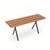 Metal and wood bench produced in the 1950s. The seat is made of solid wood slats alternating different wood types, a...