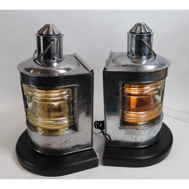 Polished Steel Ships Port and Starboard Lanterns For Sale In Boston - Image 6 of 10