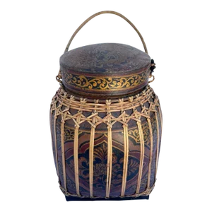 Vintage Thai Bamboo Rice Basket/Box