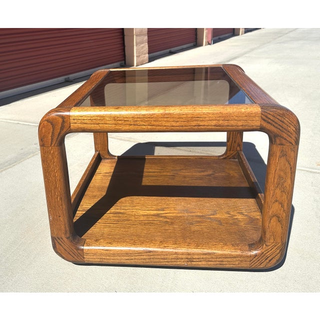 Wood Vintage 70's Waterfall Edge Oak Side Table For Sale - Image 7 of 7