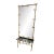 Italian Gilt Bamboo Mirror With Black Marble Console and Leaf Motif, Mid-Century Design For Sale