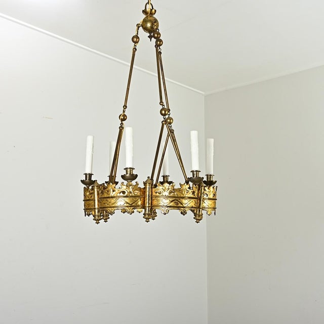 French 19th Century Byzantine Style Bronze Chandelier For Sale - Image 4 of 12