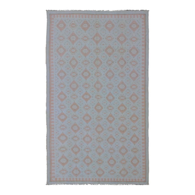 Mid 20th Century Large Vintage Cotton Dhurrie With Pastel Colors For Sale