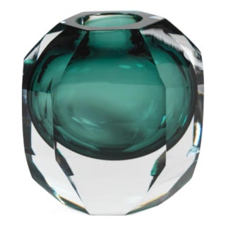 Albi Emerald Cut Glass Vase, 5" For Sale