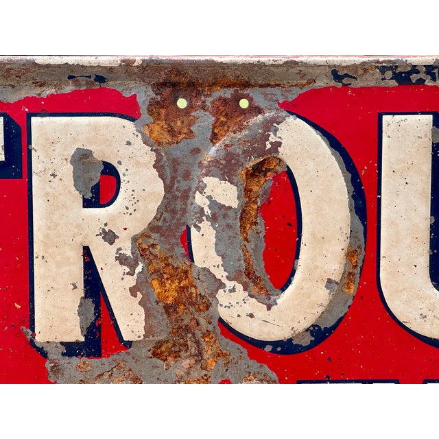 Shabby Chic Vintage Strout Realty Advertising Tin Litho Sign For Sale - Image 3 of 14