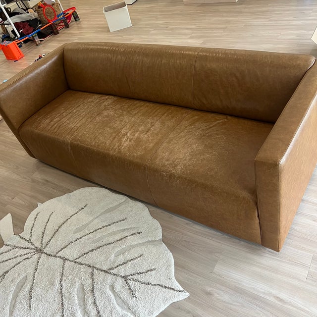 Modern Tuxedo Style Custom Handmade Leather Sofa For Sale - Image 3 of 15