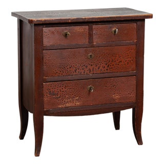 20th Century Danish Brown Painted Pine Small Chest of Drawers For Sale