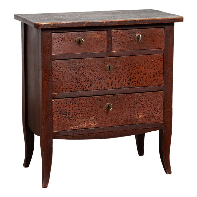 20th Century Danish Brown Painted Pine Small Chest of Drawers For Sale