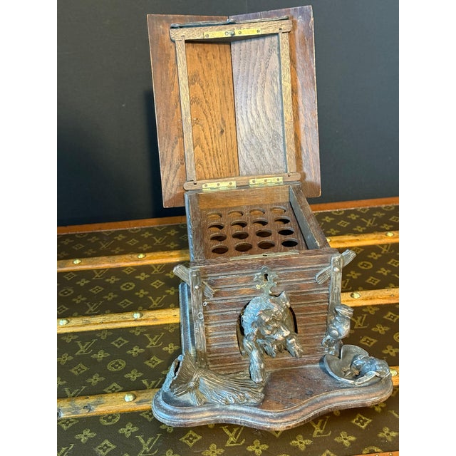 Antique Carved Wooden Cigar Humidor with Dog Decoration, 1890 For Sale - Image 14 of 18