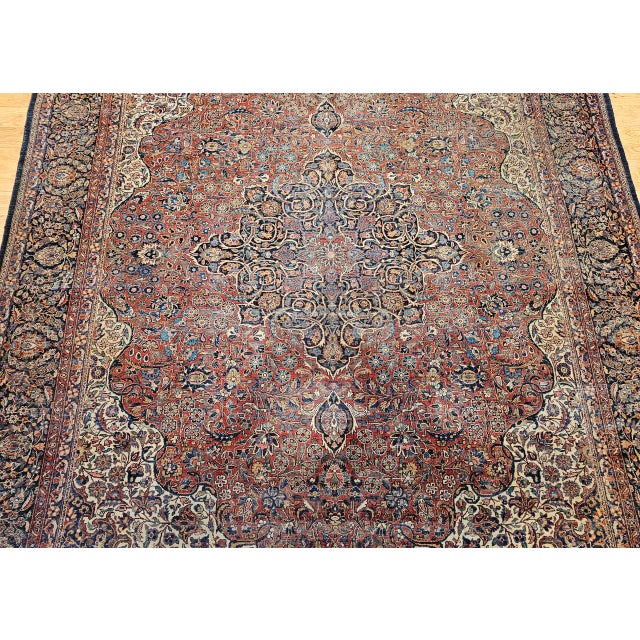 Early 20th Century Persian Kashan Rug, Hand-Knotted Wool, Floral Pattern, Rust & Ivory, 8x10 For Sale - Image 15 of 18