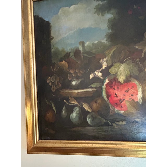 Antique Still Life Painting With Fruit and Flower. For Sale - Image 4 of 5