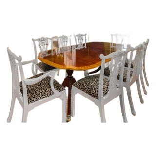 Vintage Baker Charleston Collection Dining Table Mahogany and Satinwood W Double Rounded Corners For Sale