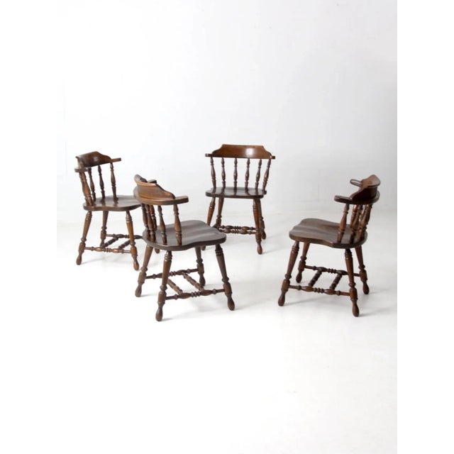 Vintage Richardson Brothers Company Oak Dining Chairs Set of 4 For Sale - Image 11 of 12