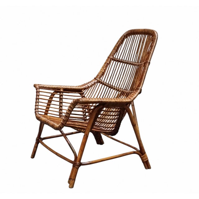 1960s Rattan Armchairs by George Coslin for Gervasoni, Italy, 1960s, Set of 4 For Sale - Image 5 of 8
