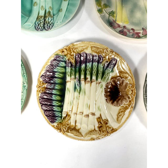Late 19th Century Antique French Asparagus Wall Plates - Gallery Wall - Set of 5 - Including Longchamp & Onnaing For Sale - Image 5 of 12
