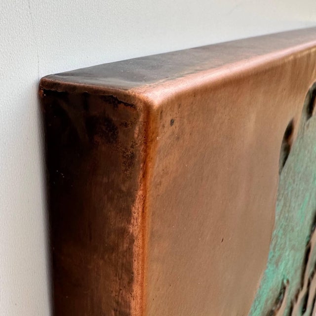 Metal Geologic Abstract Cooper Wall Relief With Green Patina "Strata" by Jeremy Maronpot For Sale - Image 7 of 13