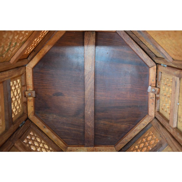 Anglo-Indian Hand-Carved Teak Stands, Pair With Brass Inlays, 1950s For Sale In Philadelphia - Image 6 of 6