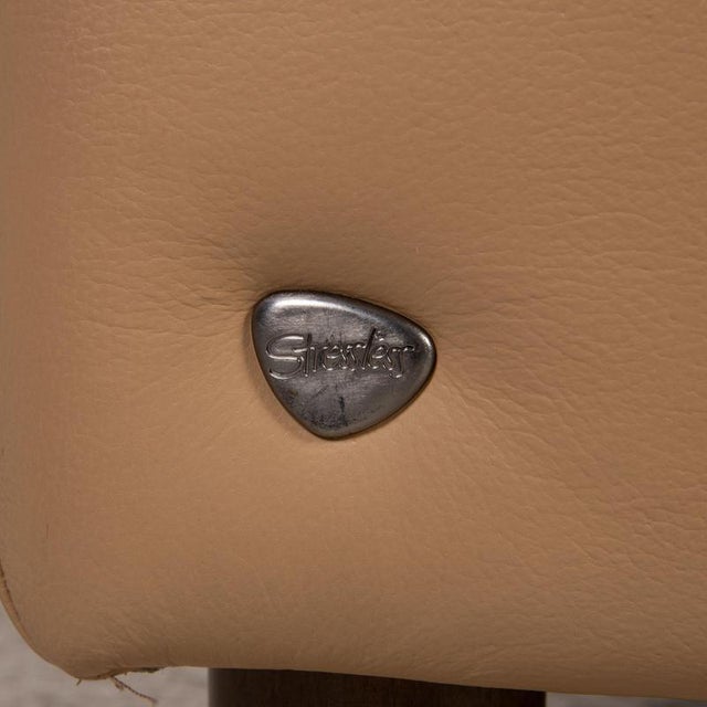 Arion Leather Sofa Beige Four Seater Couch from Stressless For Sale - Image 9 of 14